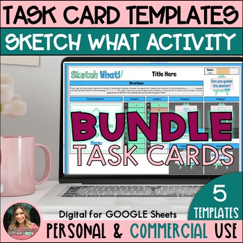 Preview of Digital Task Card Template Bundle - Self Checking Activities - Commercial Use