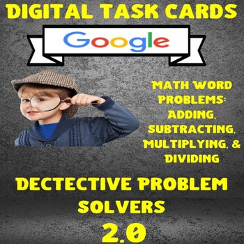 Preview of Digital Task Cards-2.0: 5th Grade Math Review-Word Problems on Google™ Slides