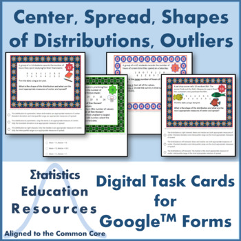 Preview of Digital Task Cards | Center, Spread, Shapes, Outliers