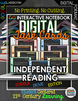 Preview of Independent Reading Paperless Digital Task Cards for Google Drive