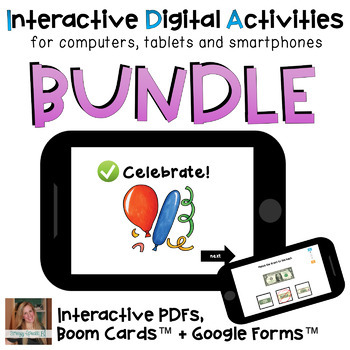 Preview of Digital Task Cards ⋅ Interactive PDFs and Boom Cards ⋅ BUNDLE ⋅ for Special Ed
