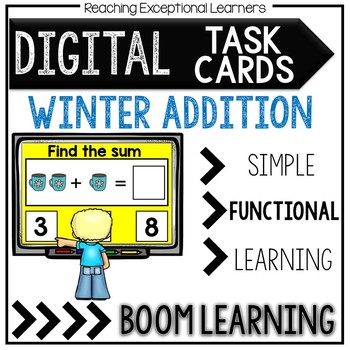 Preview of Digital Task Cards: Winter Visual Addition