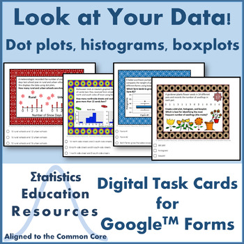 Preview of Digital Task Cards for Dot Plots, Histograms, Boxplots