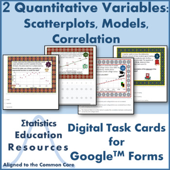 Preview of Digital Task Cards for Scatterplots, Models, Correlation