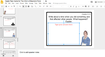 Digital Task Cards For The Witch Of Blackbird Pond Google Drive Edition