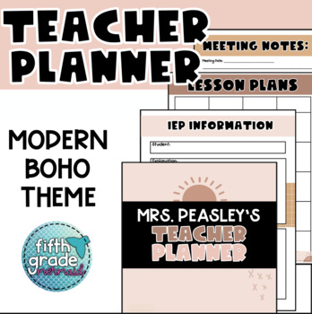 Preview of Digital Teacher Binder for Google | Editable Boho Theme Planner