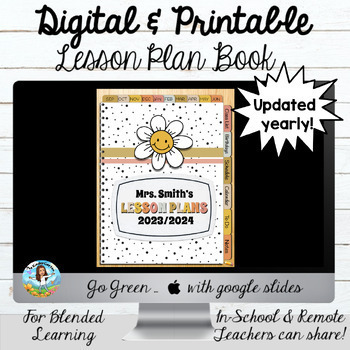 Preview of Digital Teacher Lesson Plan Book- Boho Daisy Theme