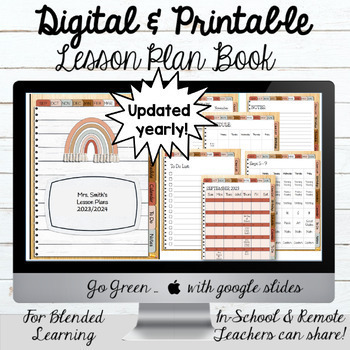 Preview of Digital Teacher Lesson Plan Book- Boho Theme