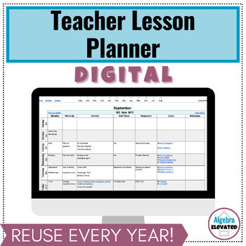 Preview of Digital Teacher Lesson Planner – Google Sheets (Editable)