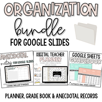 Preview of Digital Teacher Organization Bundle | Planner, Grade Book & Anecdotal Notes
