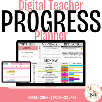 Preview of Digital Teacher PROGRESS Planner + FULLY EDITABLE + UNDATED!