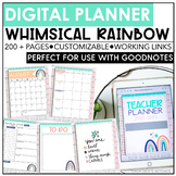 Digital Teacher Planner 2020-2021 - Whimsical Rainbow - Editable