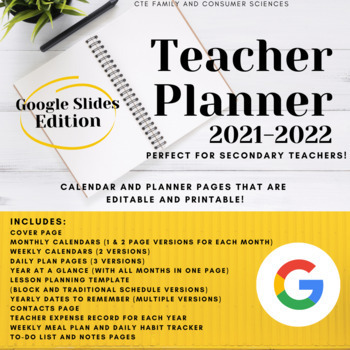 Preview of Digital Teacher Planner 2021-2022 (Google Slides)