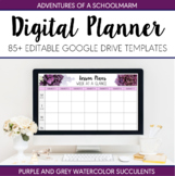 Digital Teacher Planner 2021-2022 Purple Watercolor Succul