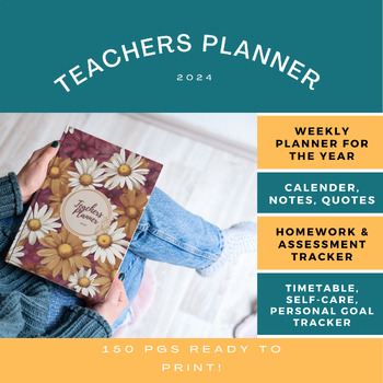 Preview of Digital Teacher Planner 2024 : Monthly & Weekly Planner for the Year