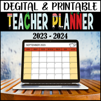 Preview of Digital Teacher Planner 23-24 | EDITABLE Digital & Printable Binder-Lesson Plan