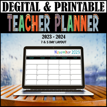 Preview of Digital Teacher Planner 23-24 | EDITABLE Digital & Printable Binder-Lesson Plan