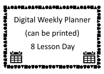 Preview of Digital Teacher Planner - 8 Lesson day with One or Two Week Timetable