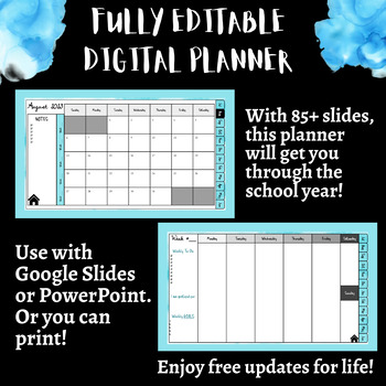 Preview of Digital Teacher Planner & Calendar | EDITABLE 23-24 High School & Middle School 