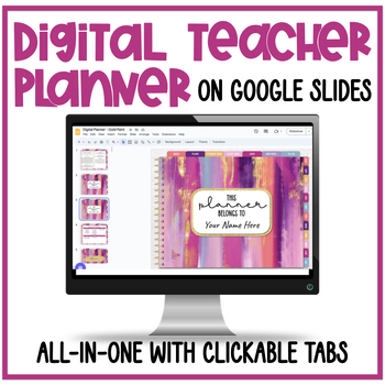 Preview of Digital Teacher Planner & Calendar - Google Slides - Lesson and Year Plans