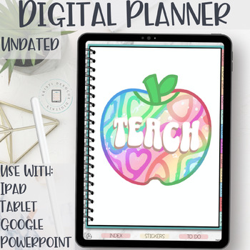 Preview of Digital Teacher Planner - Edit on iPad, tablet, Google Slides UNDATED - PORTRAIT