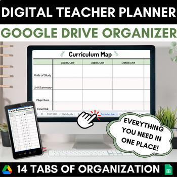 Preview of Digital Teacher Planner Google Drive Organizer | Editable Google Sheets | K-12