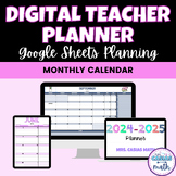 Digital Teacher Planner Monthly Calendar Google Sheets