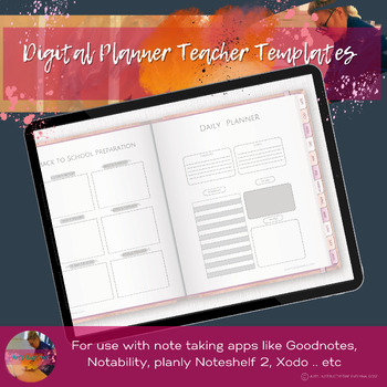 Preview of Digital Teacher Planner Templates | PNG Templates | Teacher Organiser| Customize
