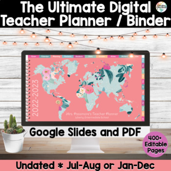 Preview of Digital Teacher Planner | Undated Aug-Jul or Jan-Dec | Ultimate Teacher Binder