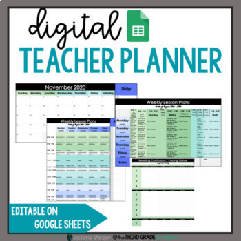 Preview of Digital Teacher Planner - Weekly & Monthly! - Google Sheets - Editable