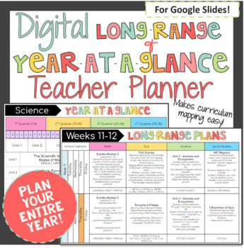 Preview of Digital Teacher Planner for Long-Range and Year-At-A-Glance Planning - Google
