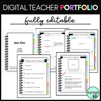 Preview of Digital Teacher Portfolio for School Interviews/Tenure - Editable Templates