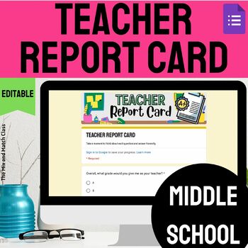 Preview of Digital Teacher Report Card for Middle School