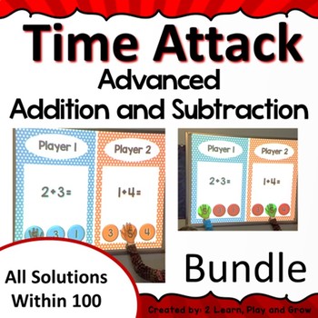 Preview of Digital Team Math Game Time Attack Bundle Addition and Subtraction to 100