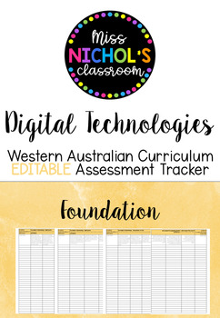 Preview of Digital Technologies Assessment Checklists WA Curriculum Foundation