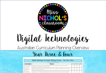 Preview of Digital Technologies Planning Overview Australian Curriculum Year 3/4