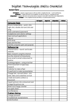 Preview of Digital Technologies Skills Checklist for Students with Disabilities