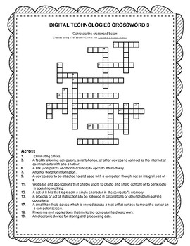Preview of Digital Technologies Crossword Stage 3