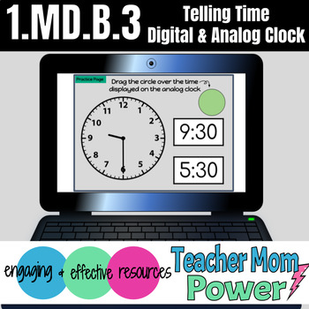 Preview of Digital Tell & Write Time Analog & Digital Clocks in Hours and Half Hours