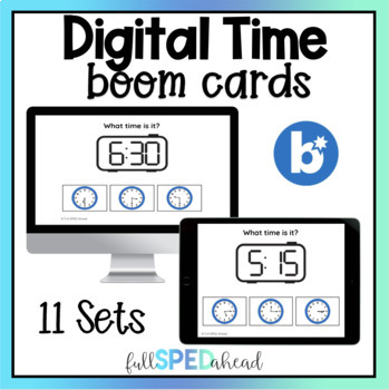 Preview of Digital Telling Time to Hour, Half Hour, and Quarter Hour Boom™ Cards Activity