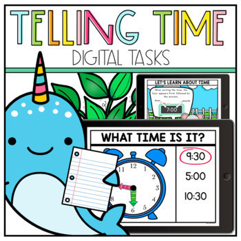 Preview of Digital Telling Time to the Hour & Half Hour Analog & Digital Clock Google Slide