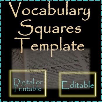 Preview of Digital Template for Vocabulary Squares 