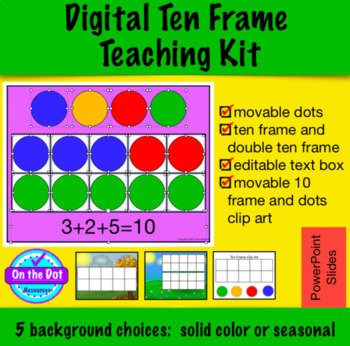 Preview of Digital Ten Frame Teaching Kit with Movable Dots for PowerPoint