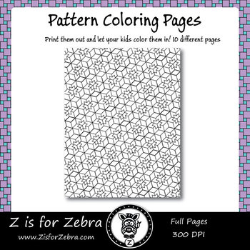 digital tessellation coloring book full page patterns set 4