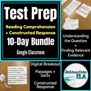 Preview of Digital Test Prep Reading Comprehension + Constructed Response Bundle