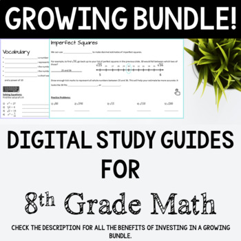 Preview of Digital Test Prep Study Guide Bundle - 8th Grade Math