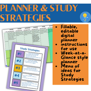 Preview of Digital Test Preparation Planner & Study Strategies for Students gr. 6, 7, 8, 9