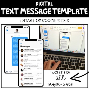 Preview of Digital Text Message Template | Distance Learning | Google Classroom