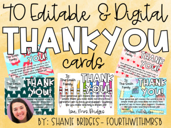 Preview of Digital Thank You Cards for Students from Teacher- UPDATED