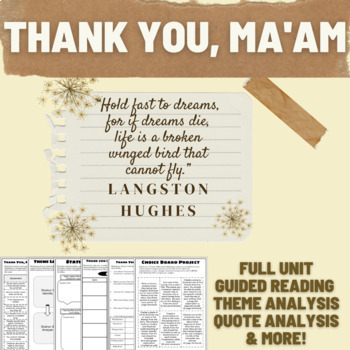 Preview of Digital Thank You Ma'am by Langston Hughes Mini Unit for 7th to 12th Grade